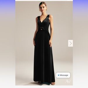 AW Bridal Natasha dress black velvety and lace maxi dress gown, prom, wedding